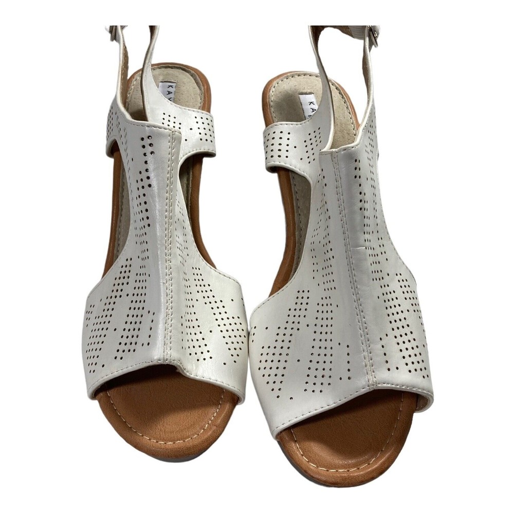 Kayleen By Los Angeles "Belliza-8" White Platform Sandals Shoes Heels Women's 10 - Picture 3 of 9